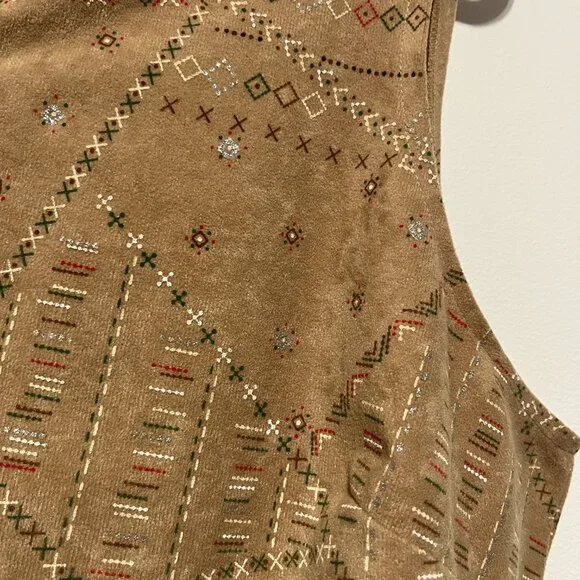 Bentley Womens Southwestern Fringe Vest 1X Tan Western Ranch Rodeo Cowgirl Indie - Picture 3 of 7